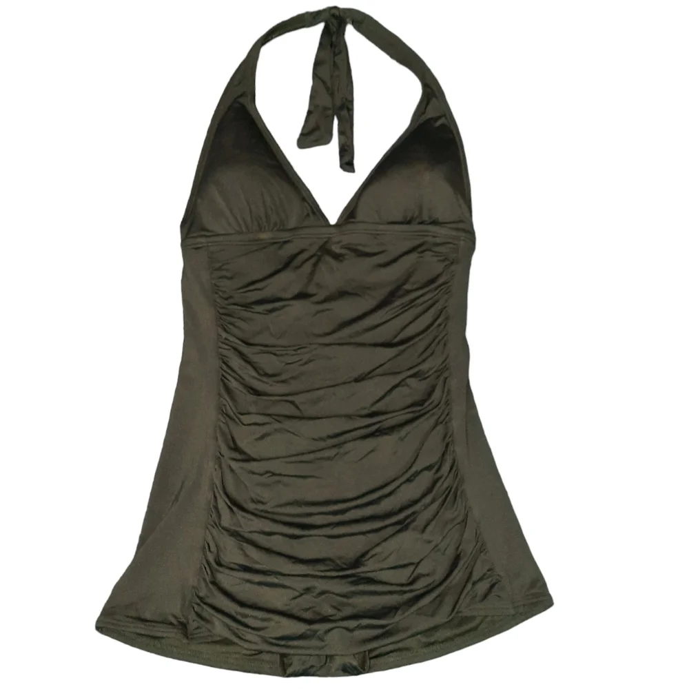 Coco Rave Black Retro Glam Ruched Swimsuit SZ M 34C